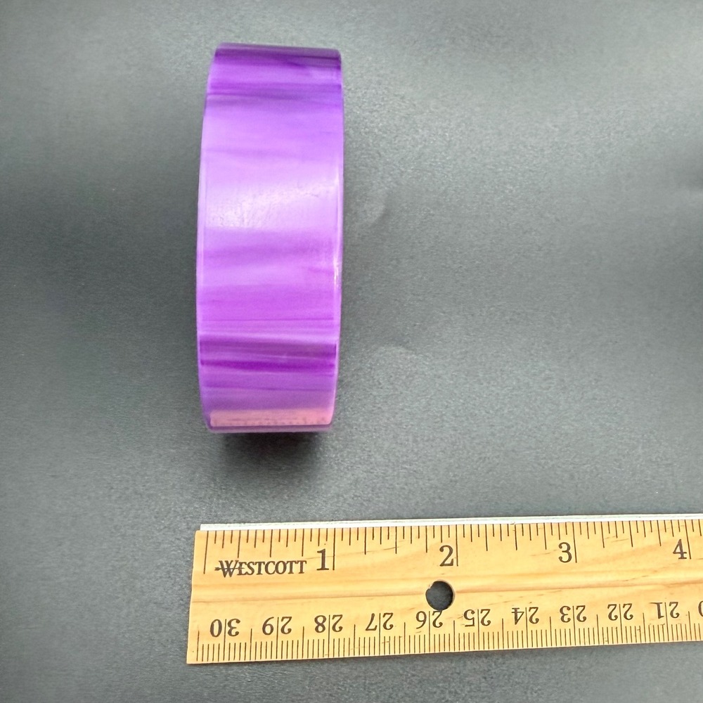 Vintage‎ Bangle Bracelet Size 8 Purple Marbled Acrylic Chunky Wide Resin - Picture 5 of 9